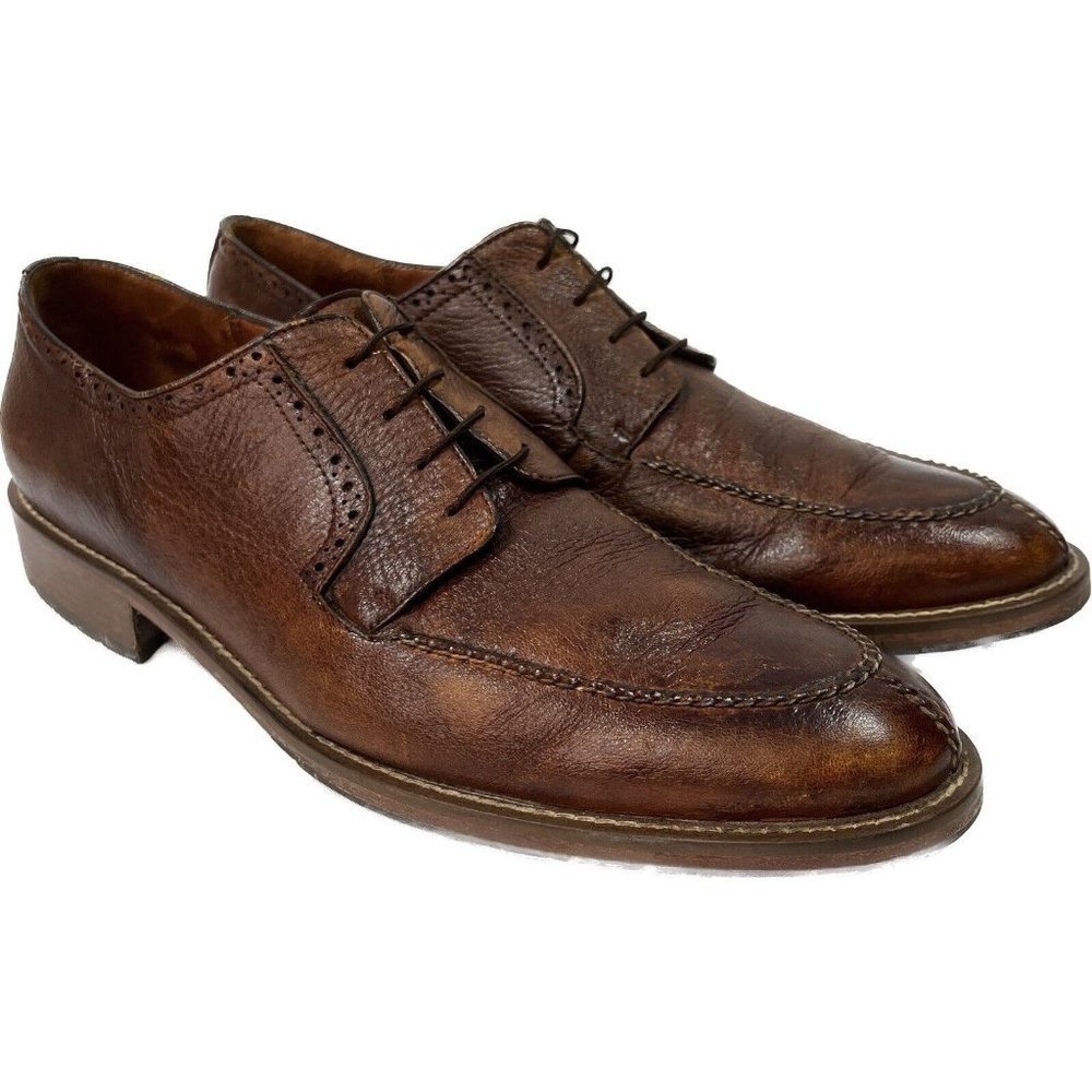 Bullock & Jones Oxford Shoes Mens Size 11.5 Brown Leather Deerskin Deer Skin